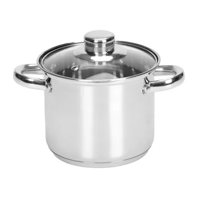 Produktbild von Ribelli Kochtopf Edelstahl,Suppentopf mit Glasdeckel & Kaltgriffen, 1,8L