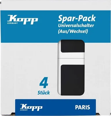 Produktbild von Kopp Kopp Kippschalter - 1fach - Mattschwarz - 4 Stück - Langlebiger Thermoplast