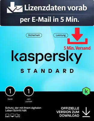Produktbild von Kaspersky Standard (1 Device - 1 Jahr) EU ESD Antivirus Sicherheit 5 Min. Versand als Download per Mail