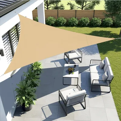 Produktbild von Sonnensegel Dreieckig 3x3x3m Wasserdicht Sandbeige PES Polyester 95% UV-Schutz