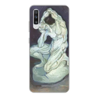 Produktbild von MuchoWow® Handyhülle Schutzhülle Hülle für Samsung Galaxy A70 Gipsskulptur eines knienden Mannes - Vincent van Gogh Silikon Softcase Handy Hülle - Schutzhaube