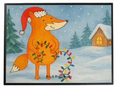 Produktbild von Mr. & Mrs. Panda schreibtischunterlage Fuchs Weihnachten Design - Weiß - Geschenk, Heiligabend, Schreibunterlage, Füchse, schreibauflage, schreibtischunterlagen, Nikolaus