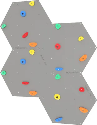 Produktbild von Kletterwand Würfel 4 grau - farbige Griffe