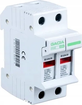 Obrázek produktu pro GACIA Držák pojistek s kontrolkou Odpojovač 2P 10x38mm 1000V DC