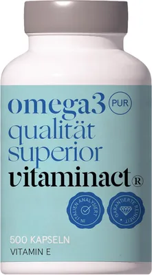 Produktbild von Omega 3 Kapseln Hochdosiert (500 KAPSELN) Mit Vitamin E Natürlich - 2000 mg Reines Fischöl in Triglycerid - Form Pro Dosis