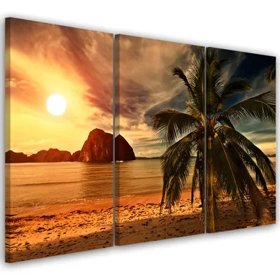 Immagine prodotto di Trittico su tela paesaggi - arancione 90x60 cm Feeby arancione quadro da parete pronto per essere appeso