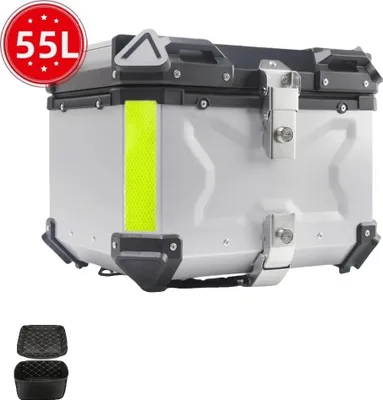 Obrázok produktu pre Vrchný kufor na motorku, vodotesný, nárazuvzdorný, 55L strieborný