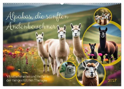 Produktbild von Alpakas, die sanften Andenbewohner (Wandkalender 2027 DIN A2 quer), CALVENDO Monatskalender