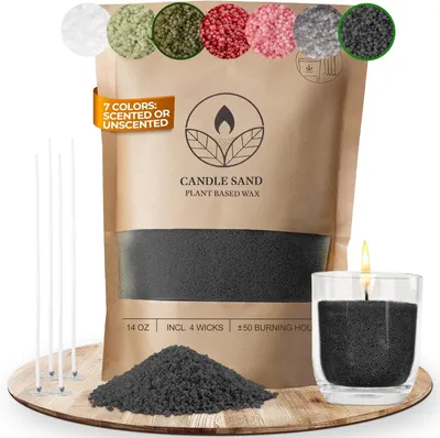 Produktbild von DIY Kerzenmachen Set, Wachsgranulat 400 g, schwarze Dochte, für Feierlichkeiten