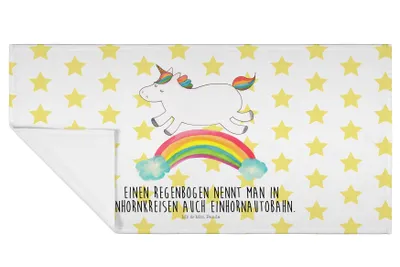 Produktbild von Mr. & Mrs. Panda Flauschtuch Einhorn Regenbogen - Weiß - Geschenk, Frotteehandtuch, gesichtshandtuch, Unicorn, Handtuch, 50x100, Glitzer, Erwachsenwerden, Händehandtuch