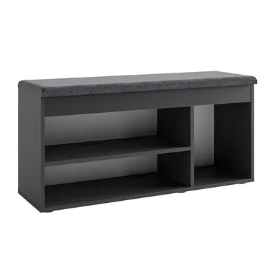 Produktbild von KOMTO Schuhbank mit Sitzfläche - Schuhregal Bank mit Stauraum Schuhschrank mit Sitzbank Flur Bank Garderobenbank Sofia 100 x 48 x 32 cm Schwarz