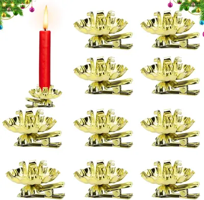 Produktbild von Kerzenhalter für den Weihnachtsbaum, Baumkerzenhalter, Clip, goldener, traditioneller Kerzenkorb mit Clip, Mini-Kerzenhalter für Hochzeit, Geburtstag