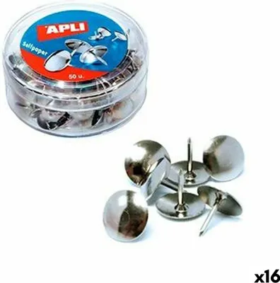 Obrázek produktu pro Kolíčky na nástěnku Apli Stříbrná barva Nikl (16 kusů)