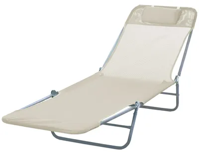 Produktbild von Klappbare Sonnenliege mit verstellbarer Rš¹ckenlehne und Kissen, 182 x 56 x 24,5 cm