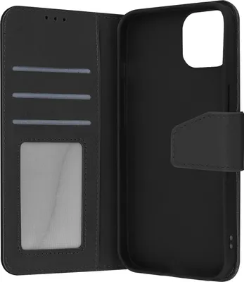Obrázek produktu pro Prémiové kožené flipové pouzdro z hovězí kůže pro Apple iPhone 14 Pro - Černé