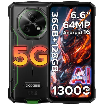 Produktbild von DOOGEE Fire 7 Outdoor Smartphone Handy, 5G, Android 16, IP68/IP69K, 6,6" 90Hz, 13000mAh, 36+128GB, 64MP, NFC, Fingerabdruck, Dual-SIM, ohne Vertrag