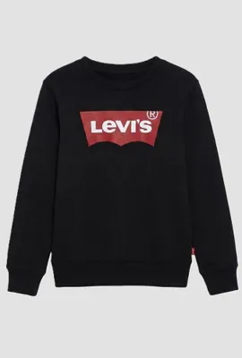 Imagen del producto de Sudadera de cuello redondo para niños Levi's con logo, color negro