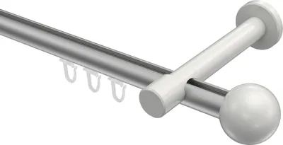 Produktbild von Interdeco Innenlaufstange / Gardinenstange mit Innenlauf Silbergrau / Weiß, Typ Prestige Luino (Kugel), 20 mm Ø 1-läufig, 540 cm