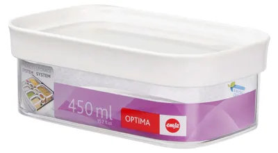 Produktbild von EMSA Optima, Box, Rechteckig, 0,45 l, Transparent, Weiß, Styrol-Methylmethacrylat (MS), Thermoplastisches Elastomer (TPE), 160 mm