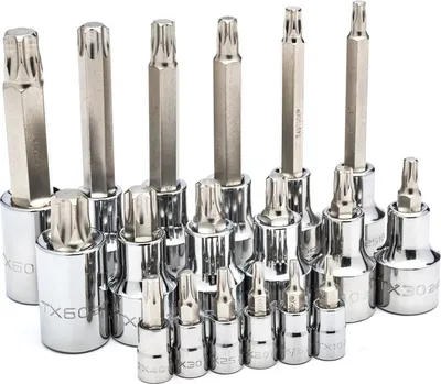 Immagine prodotto di 5 set di punte per cacciavite SATA Torx, set 1/4" e 1/2", 18 pezzi, T10-T60