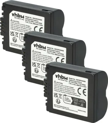 Produktbild von vhbw 3x Akku kompatibel mit Panasonic Lumix DMC-FZ18, DMC-FZ30, DMC-FZ28, DMC-FZ7, DMC-FZ50, DMC-FZ38, DMC-FZ35 Kamera (600 mAh, 7,2 V, Li-Ion)