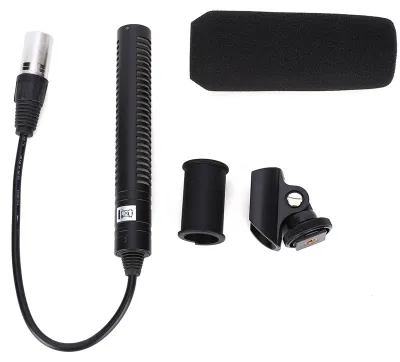 Produktbild von Kondensatormikrofon, Stereo-Kamera-Mikrofon, Videoaufnahme, schwarz, unidirektional, störungsfrei (schwarz)