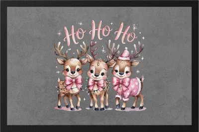 Produktbild von Ho Ho Ho Fußmatte Weihnachtsmotiv Rentier Weihnachten Geschenkidee Deko