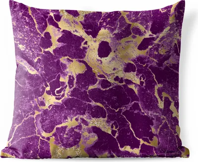 Produktbild von MuchoWow® Outdoor Kissen - Marmor - Gold - Lila - Chic - 60x60 cm - Wetterfest - Lounge Kissen - Dekoration - Schlaf Kissen