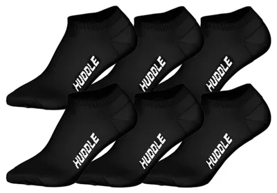 Produktbild von HUDDLE Uni Sneaker-Socken, 6er Pack - Basic, Logo, Sneaker, Sportsocken, einfarbig Schwarz 39-42