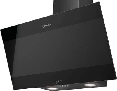 Image de Hotte décorative inclinée 80cm 647m3/h verre/noir - Indesit - IHVP83FLMK -