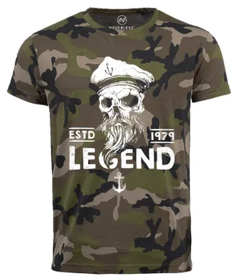 Produktbild von Neverless® Cooles Herren T-Shirt Totenkopf Skull Legend Camouflage Camo-Shirt Tarnmuster camo L