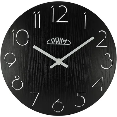 Produktbild von PRIM Wanduhr Natural D Holz Schwarz Ø 280 mm Quarzuhrwerk