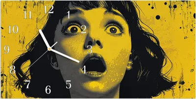 Produktbild von Wanduhr aus Glas mit Motiv Schreiendes Portrait- 60 x 30 cm - inkl. Aufhängesystem