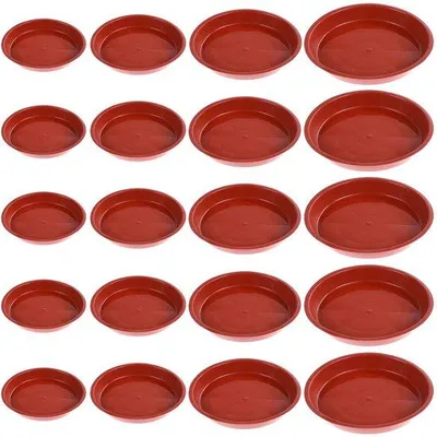 Zdjęcie produktu dla Podkładki pod rośliny Ibzoa® wykonane z tworzywa sztucznego – zestaw 20 sztuk, okrągłe, w różnych rozmiarach, odporne na promieniowanie UV i warunki atmosferyczne, do użytku wewnątrz i na zewnątrz