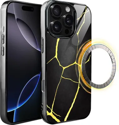 Produktbild von iPhone 16 Pro Max IBIZU Elite Glass Case mit MagSafe, Kintsugi, Black Porcelain, Schwarz