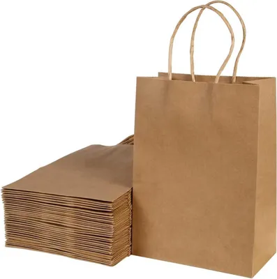 Produktbild von BESCOST Kraftpapiertüten mit Henkel 40 Stück, 21x15x8cm - Braun