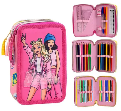 Produktbild von Barbie Federmappe gefüllt Schuletui & Stiftebox mit Zubehör für Kinder