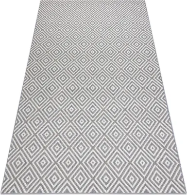 Produktbild von Teppich FLAT SISAL 48607637 Quadrate Diamanten grau / creme Grau 120x170 cm