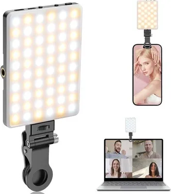 Zdjęcie produktu dla Przenośna latarka LED z klipsem i 60 diodami LED, z możliwością ładowania, gwint 1/4", kolor czarny