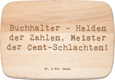 Produktbild von Mr. & Mrs. Panda Schneidebrett Holz Spruch Buchhalter Helden - Transparent - Geschenk, Holzbrett, Beruf, kreative Geschenke, vesperbrett, jausenbrett, Frühstücksbrettchen