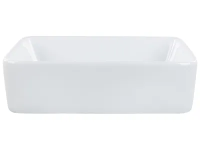 Produktbild von BELIANI Waschbecken Weiß Keramik Rechteckig 49x38 cm ohne Überlauf ohne Ablaufgarnitur Badezimmer Ausstattung Waschschale Waschtisch Aufsatzwaschbecken
