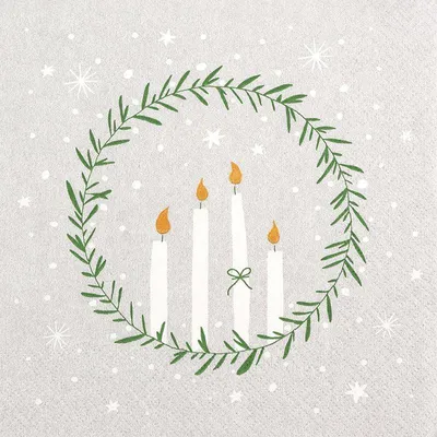 Produktbild von 20 Servietten Delicate Wreath - Zarter Kerzenkranz 33x33cm