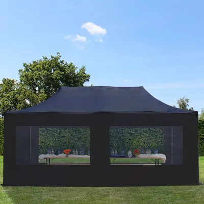Produktbild von TOOLPORT 3x6m Stahl Faltpavillon, inkl. 4 Seitenteile, schwarz