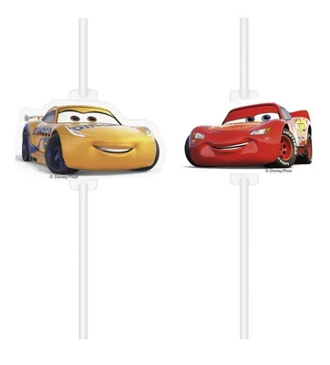 Produktbild von Papierstrohhalme Disney Cars 3 - 4 Stück - 20 cm