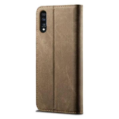 Image de Galaxy A70 Case, étui portefeuille en cuir avec fermeture magnétique et fonction stand pour Samsung Galaxy A70 / A70S Khaki