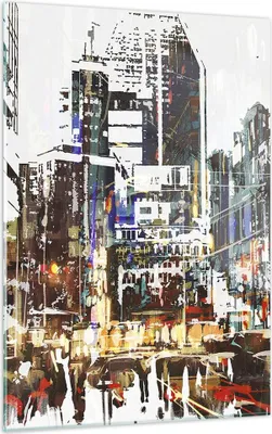 Produktbild von Bilder auf glas - Einteilig - Stadt Straße Haus - 50x70cm - Glasbilder - Wandbilder - Bilder - zum Aufhängen bereit - Wanddekoration aus Glas - Glas Bilder - Wandbild auf Glas - GPA50x70-3800