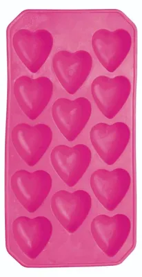 Produktbild von Silikon-Eiswürfelform mit herzförmigen Mulden, rosa, 26 x 12 cm