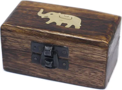 Produktbild von Schachtel Box Mangoholz braun 5,5x9cm Elefant Kiste Schatulle