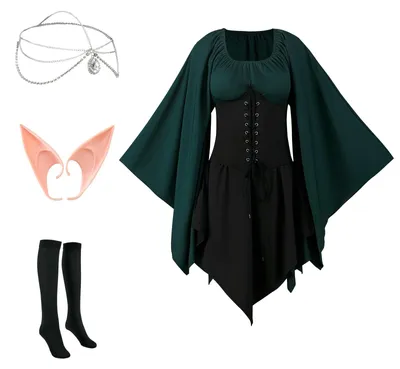 Produktbild von Mittelalterliches Damenkleid mit Elfen und Accessoires