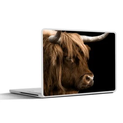Produktbild von MuchoWow® Laptop Aufkleber Sticker Cover Schottischer Highlander - Tiere - Schwarz 30x22 cm - Laptop-Sticker